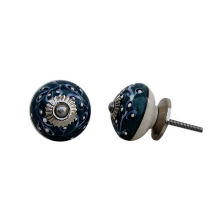 Dark Green Leaf Cabinet Knob